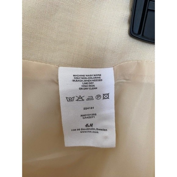 H&M woman's Linen Cream ruffle hem Lined pencil skirt size 4 - Picture 4 of 4